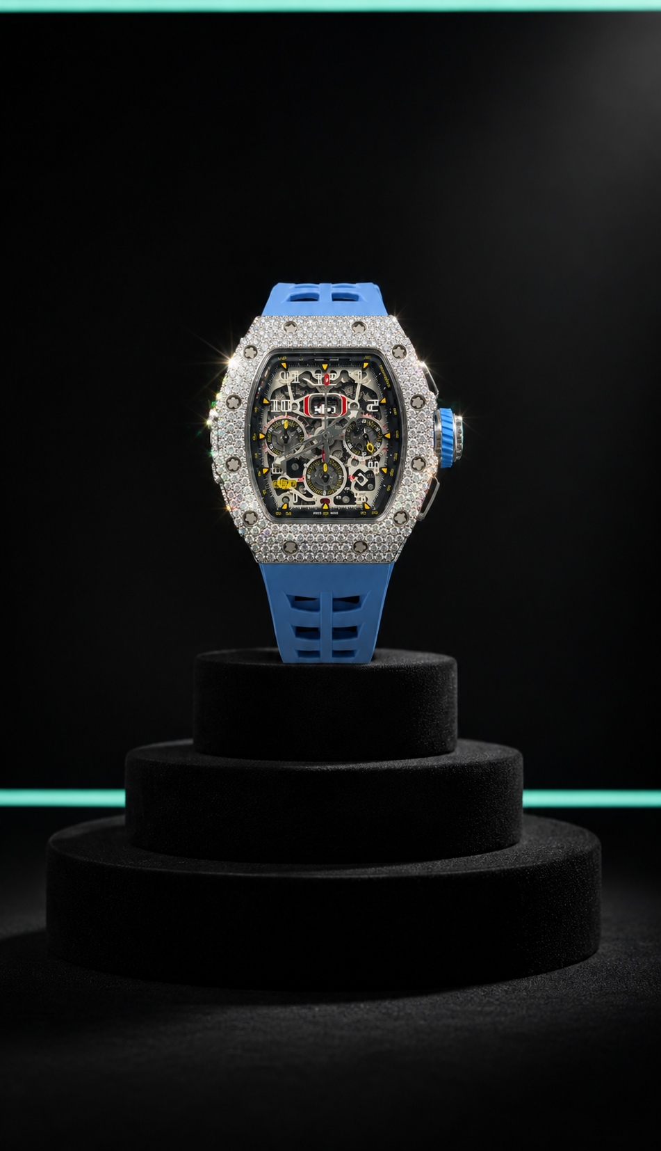 Iced out Ocean blue Watch Vivid Accents